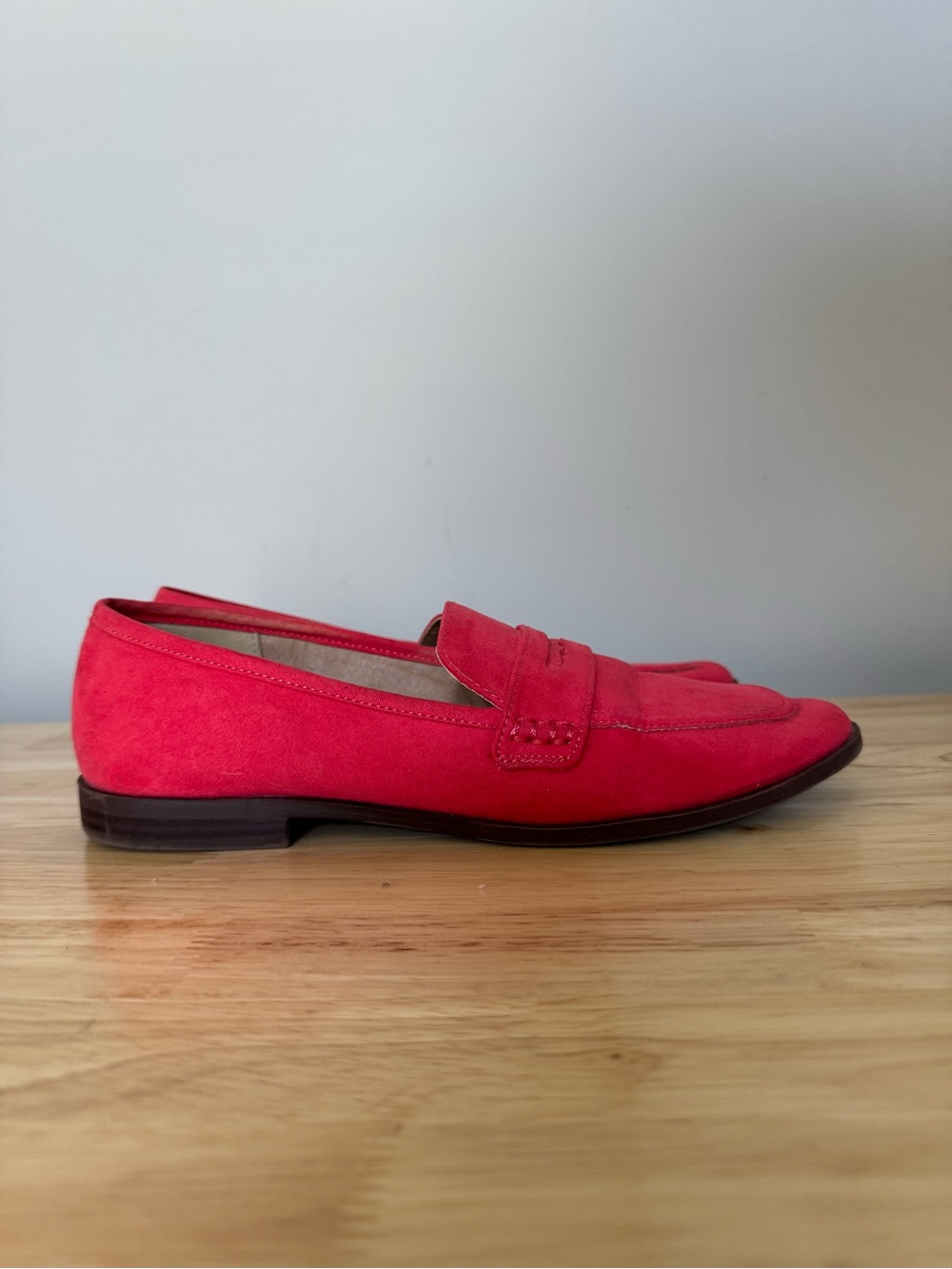 LOFT Red Suede Penny Loafers 7.5